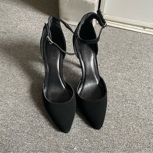 Black strappy high heels
